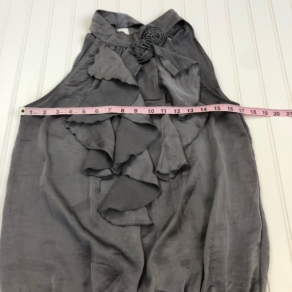 B•Design Gray Ruffle Tie Blouse - Picture 7 of 10